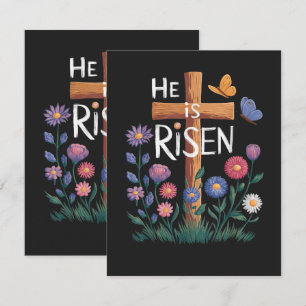 Carte Il est ressuscité Jésus Floral chrétien Pâques