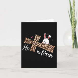 Carte Il Est Ressuscité Leopard Cross Bunny Jour de Pâqu