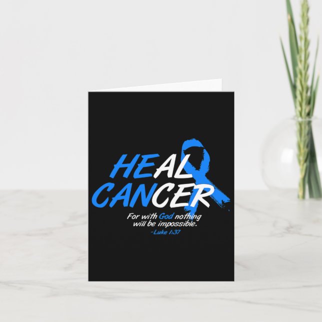 Carte Il peut guérir le cancer Ruban bleu Cadeau du Mois (Devant)