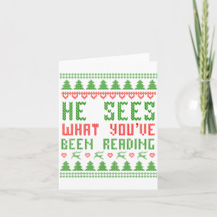 Carte Il voit ce que vous avez lu Livre de Noël Wo