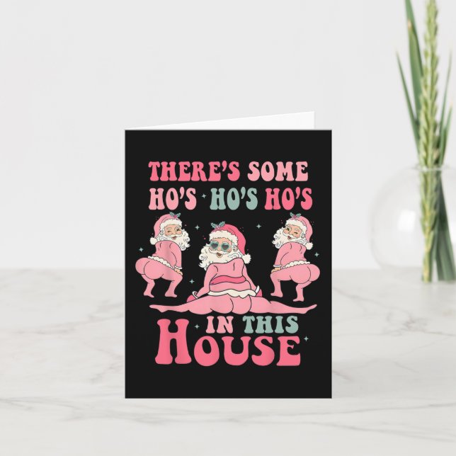 Carte Il y a des trous dans cette maison Noël rose Sant (Devant)