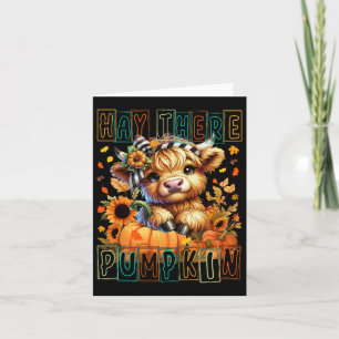 Carte Il y a une citrouille de style rétro Highland Cow 