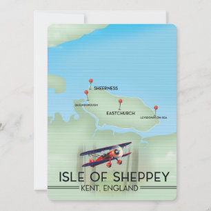 Carte île de Sheppey Kent Angleterre affiche de voyage