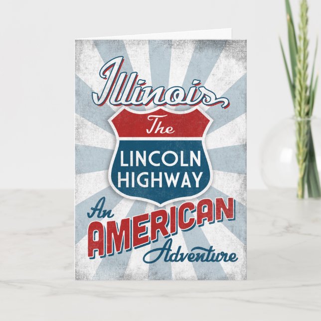 Carte Illinois Lincoln Highway Amérique Vintage (Devant)