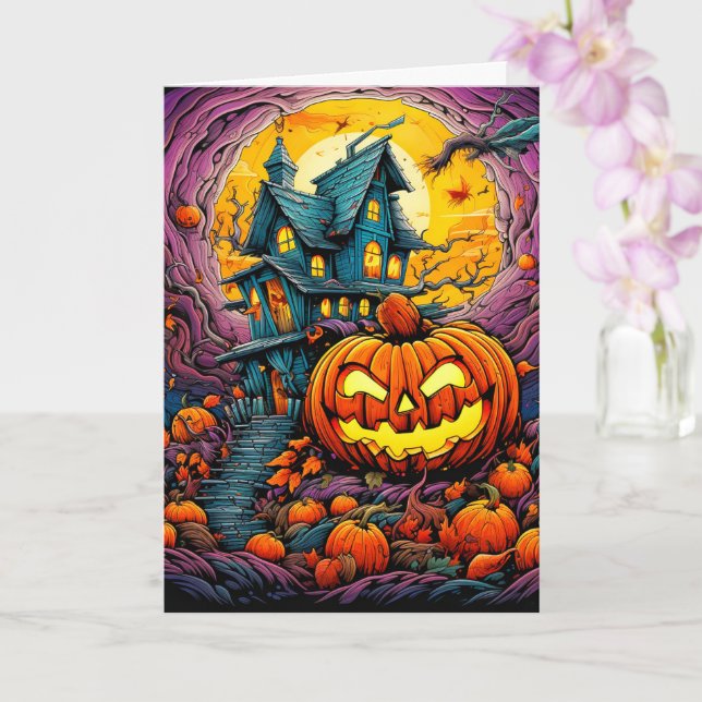 Carte Illuminer le Citrouille d'Halloween (Orchidée)