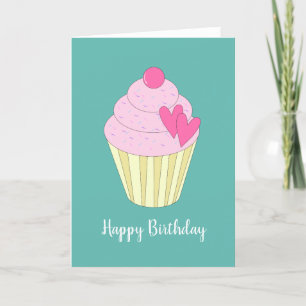 Carte illusima Amour Coeur Cupcake Turquoise Anniversair