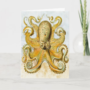 Carte Illustrated Octopus Squid Happy Birthday Card