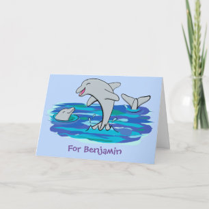 Carte Illustration adorable de la caricature des dauphin