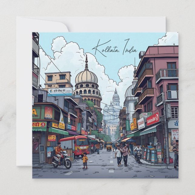 Carte Illustration Ai de Calcutta, Inde (Devant)