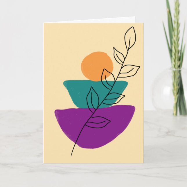 Carte Illustration bohème aux feuilles (Devant)