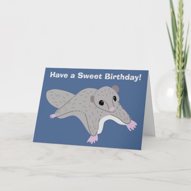 Carte Illustration Cartoon Sugar Glider sur mesure Anniv (Devant)