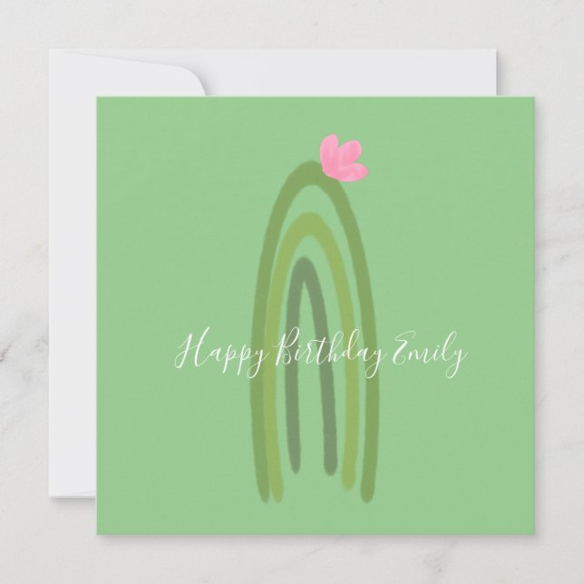 Carte Illustration d'anniversaire de cactus arc-en-ciel (Devant)