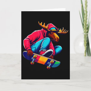 Carte Illustration d'art de Moose funky cool en skateboa