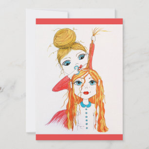 Carte Illustration d'art lunaire de coupe de cheveux mig