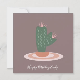 Carte Illustration de cactus épineux simple pour anniver