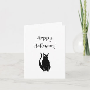Carte Illustration de chat noir mignon Halloween simple