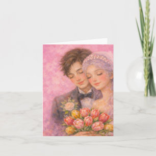 Carte Illustration de couple de mariage romantique