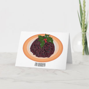 Carte illustration de dessin animé de pudding de Noël