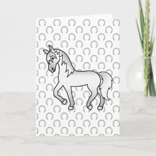 Carte Illustration de dessin animé mignon de cheval trot