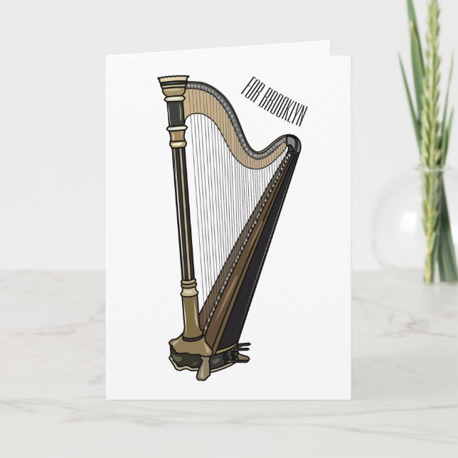 Carte Illustration de dessin animé sur la harpe (Devant)