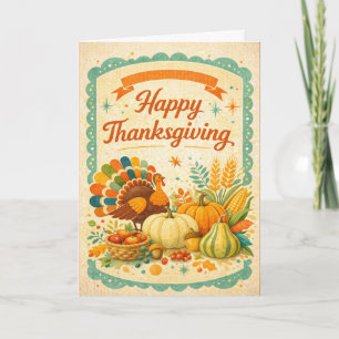 Carte Illustration de dinde de Thanksgiving d'art folklo