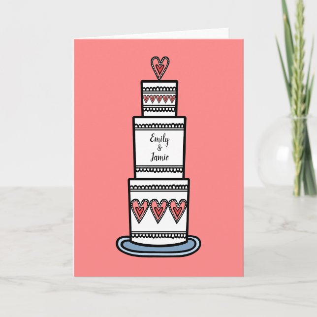 Carte Illustration de gâteau de mariage personnalisé Car (Devant)