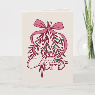 Carte Illustration de gui et ruban Joyeux Noël 