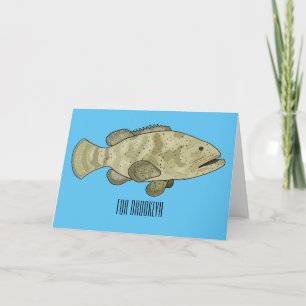 Carte Illustration de la caricature du poisson de mérou