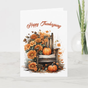 Carte Illustration de la chaise rustique Thanksgiving