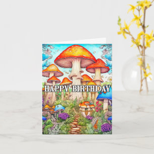 Carte Illustration de la forêt de champignons surcultivé