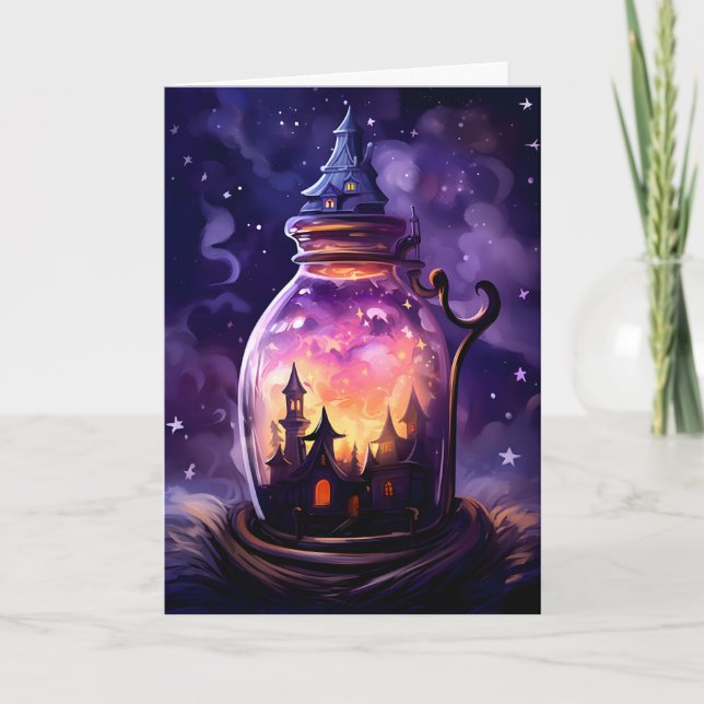 Carte Illustration de la maison Cute Jar Halloween (Devant)