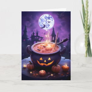 Carte Illustration de la Pleine lune Halloween Cauldron