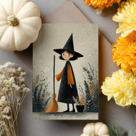 Carte Illustration de la sorcière aquarelle Halloween lu