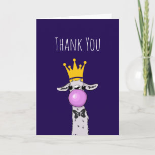 Carte Illustration de lama drôle et mignon Merci