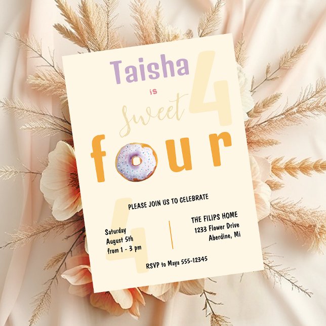 Carte Illustration de l'aquarelle de Donut doux Lilac (Créateur téléchargé)