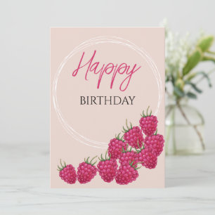 Carte Illustration de l'aquarelle des framboises roses m