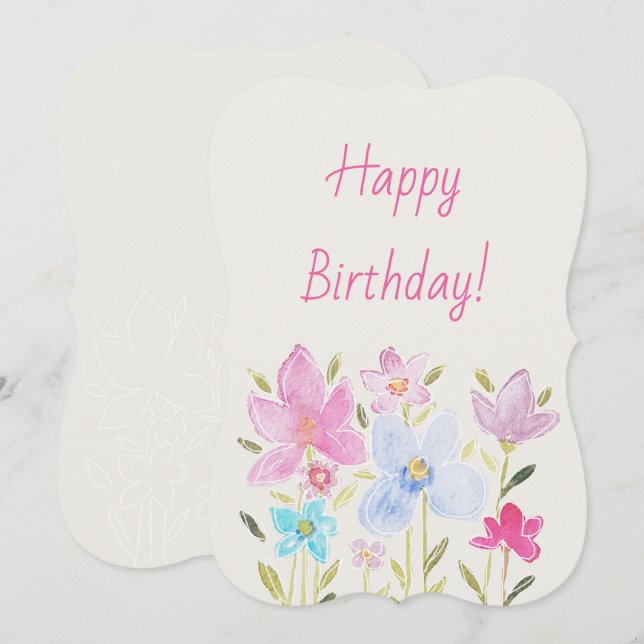 Carte Illustration de l'aquarelle Fleur sauvage moderne (Devant / Derrière)