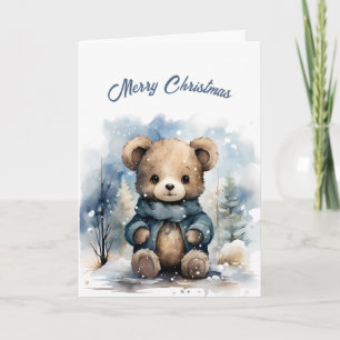 Carte Illustration de l'ours bleu de Noël