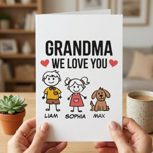 Carte Illustration de Mamie, on vous aime les enfants Am