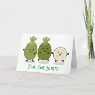 Carte Illustration de mignonne guava feijoa