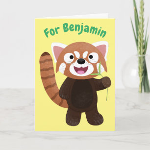 Carte Illustration de panda rouge mignon