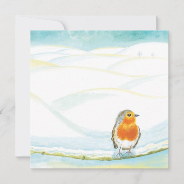 Carte Illustration de paysage hivernal blanc avec rouge- (Devant)