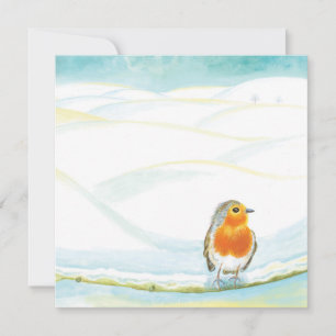 Carte Illustration de paysage hivernal blanc avec rouge-
