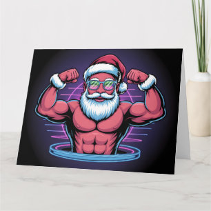 Carte Illustration de Père Noël musclé culturiste