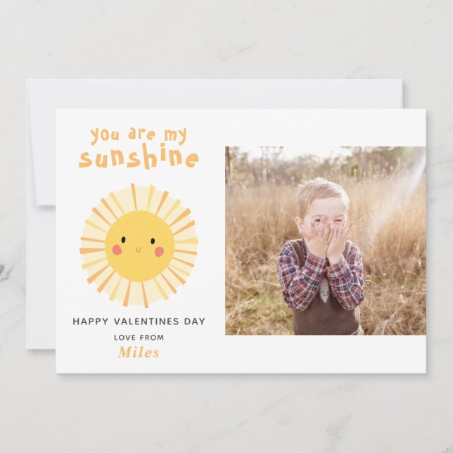 Carte Illustration de soleil mignon photo valentines jou (Devant)