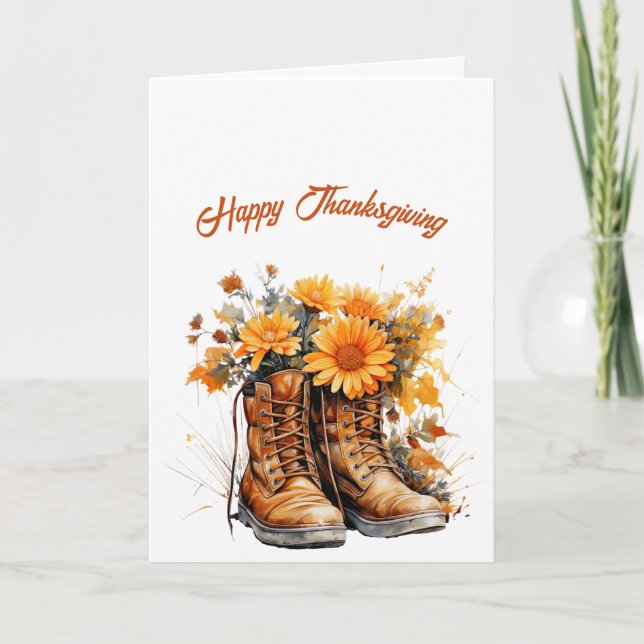 Carte Illustration des bottes Brown de Thanksgiving (Devant)