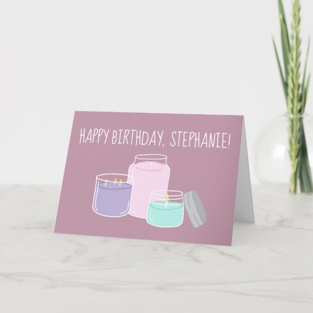 Carte Illustration des bougies parfumées Anniversaire (Devant)