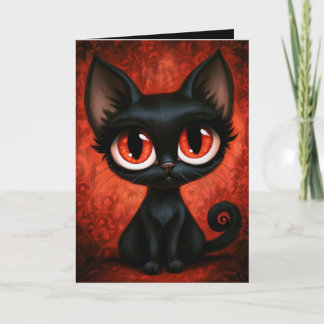 Carte Illustration d'Halloween de chat mignon