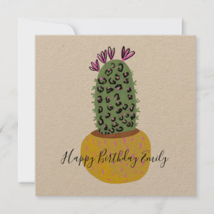 Carte Illustration d'impression animale de cactus 