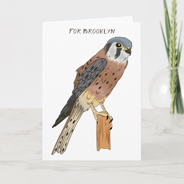 Carte Illustration d'oiseau américain Kestrel (Devant)